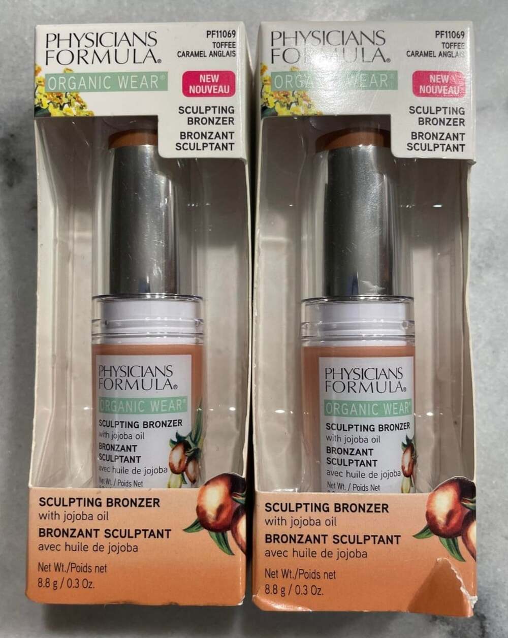 Physicians Formula Organic Wear Sculpting Bronzer PF11069 Toffee Lot of 2